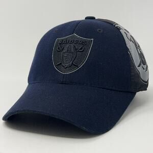 Las Vegas Raiders Hat Baseball Cap NFL Reebok One Fit Navy Blue Flex Fitted OSFA